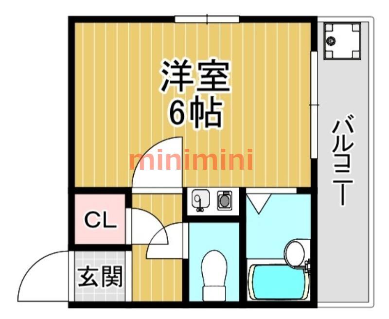 ヴァンテーヌ(ワンルーム/2階)の間取り写真