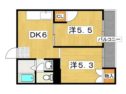 メゾン天の川(2DK/2階)の間取り写真