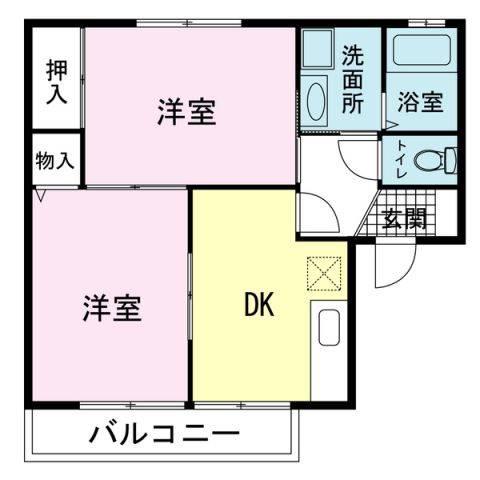 ソフィアK(2DK/2階)の間取り写真