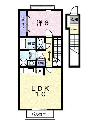 エクセレント野田(1LDK/2階)の間取り写真