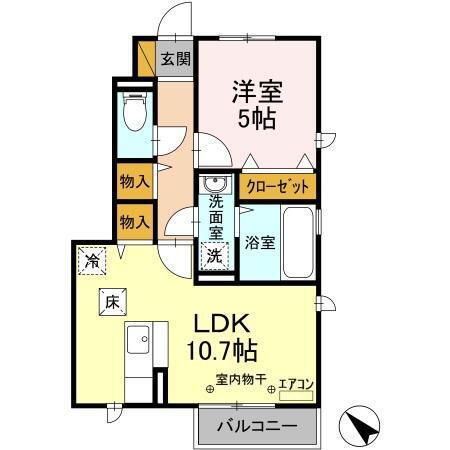 ハッピネス(1LDK/1階)の間取り写真