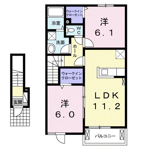 サニー・メゾン・ルポゼ(2LDK/2階)の間取り写真