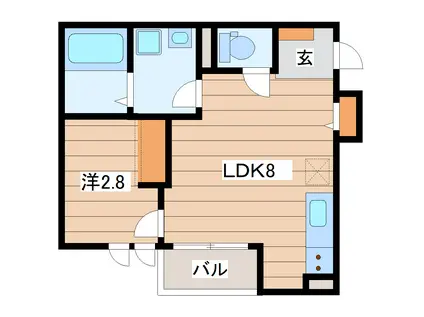 プルミエールJINNO(1LDK/1階)の間取り写真