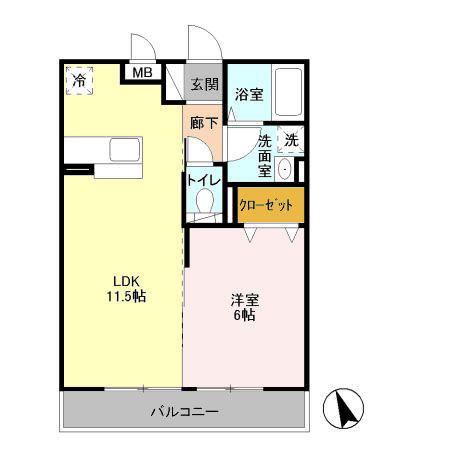 D-ROOM SAIGOU(1LDK/3階)の間取り写真