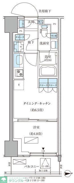 パークアクシス品川天王洲アイル(1DK/6階)の間取り写真