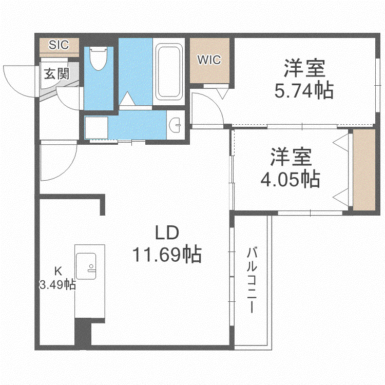 シティプラザW24(2LDK/4階)の間取り写真