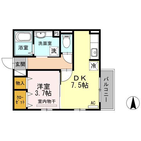 カルミア(1DK/2階)の間取り写真