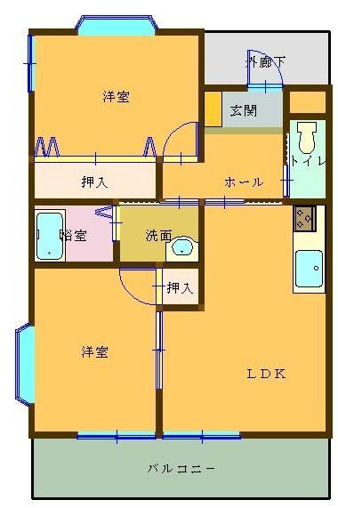 モイセス小川B(2LDK/2階)の間取り写真