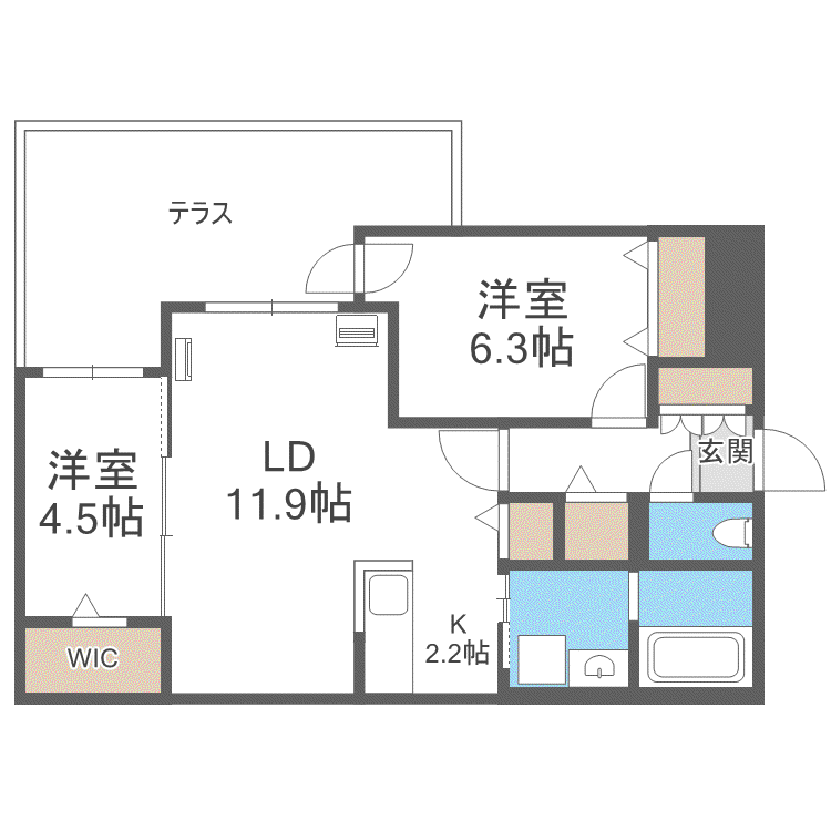 THE RESIDENCE 南平岸(2LDK/4階)の間取り写真