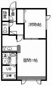 クリスタル(1LDK/2階)の間取り写真