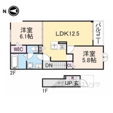 エスタシオンコート(2LDK/2階)の間取り写真