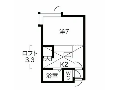 リストワール札幌北(1K/2階)の間取り写真