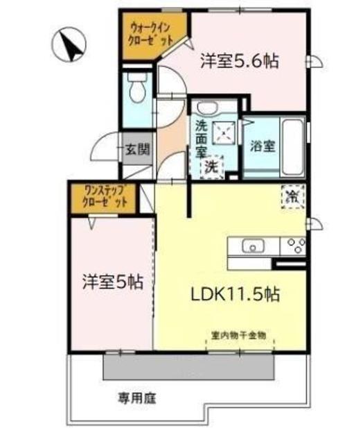 ＪＲ阪和線 久米田駅 徒歩3分 3階建 築15年(2LDK/2階)の間取り写真