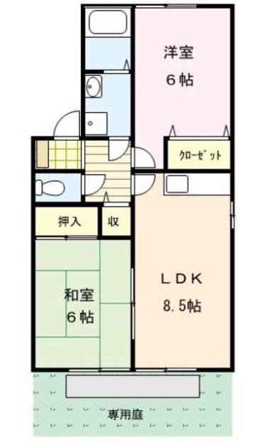 セジュールヒルサイド(2DK/2階)の間取り写真