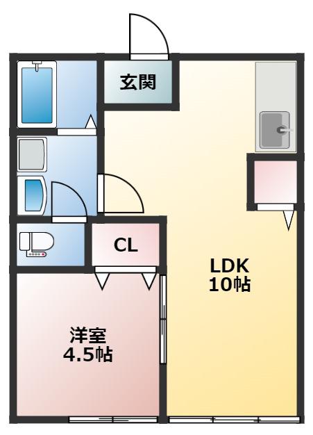 コーポ鈴森A(1LDK/2階)の間取り写真