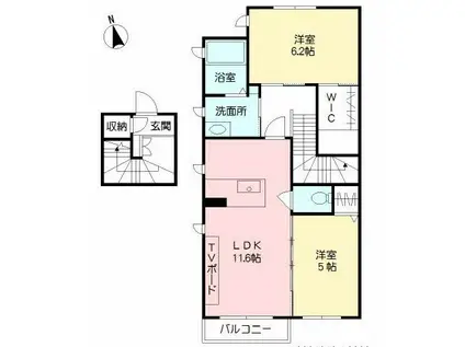 VIVACE(2LDK/2階)の間取り写真