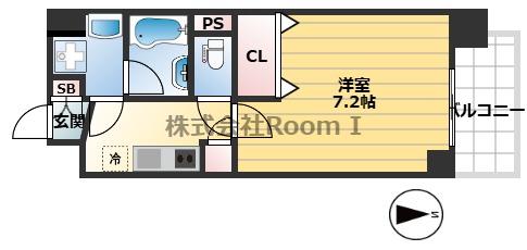アーバネックス谷町II(1K/6階)の間取り写真