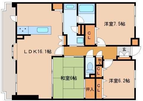 ラフィーネ膳所(3LDK/5階)の間取り写真