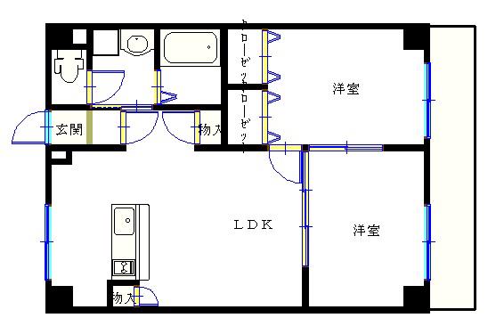 カーサフェリース天保山(2LDK/5階)の間取り写真
