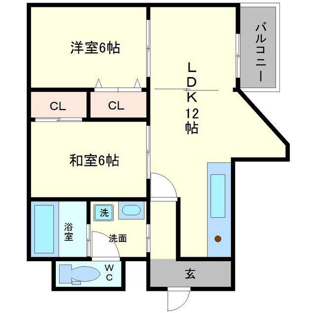 SAKAI-BM南堀江(2LDK/4階)の間取り写真