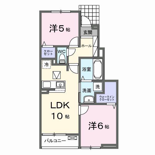 ドゥー・メゾン桜木(2LDK/1階)の間取り写真