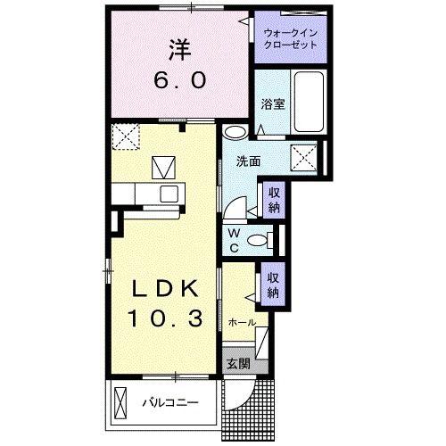 ルミエール ジャルダン(1LDK/1階)の間取り写真