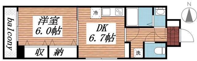 橘ビル(1DK/3階)の間取り写真
