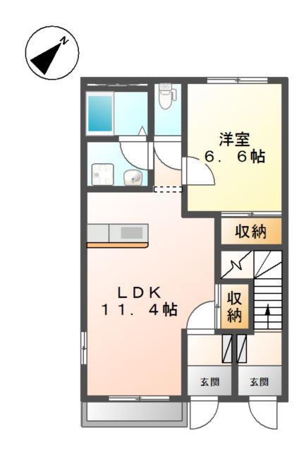 メルヴェール(1LDK/1階)の間取り写真