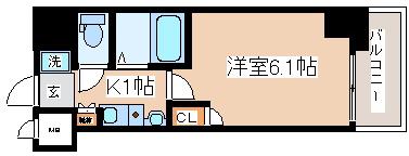 エステムコート新神戸エリタージュ(1K/4階)の間取り写真