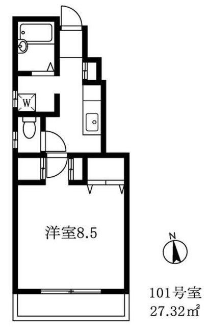 Fフラット油面(1K/1階)の間取り写真