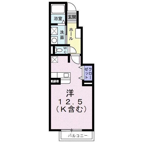 アプローズ(ワンルーム/1階)の間取り写真
