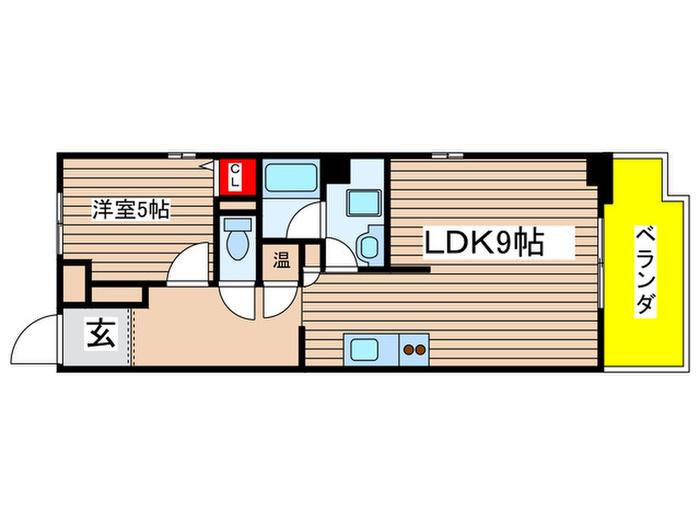 ハピネス植田(1LDK/2階)の間取り写真