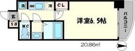 SERENITE谷四(1K/2階)の間取り写真