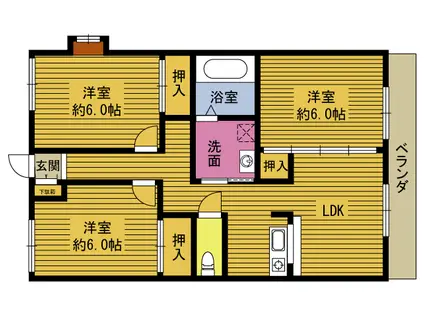 サンライズ安波(3DK/2階)の間取り写真