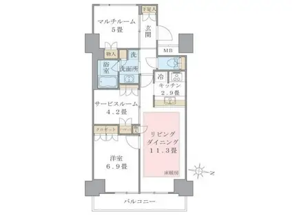 BRILLIA IST 東雲キャナルコート(1SLDK/6階)の間取り写真