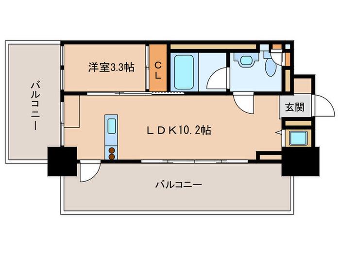西新テングッドシティ SAVOY(1LDK/12階)の間取り写真