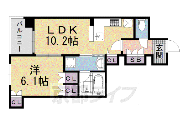 リーガル京都堀川五条通(1LDK/8階)の間取り写真