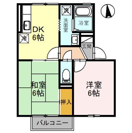 シャンエフ A(1LDK/2階)の間取り写真