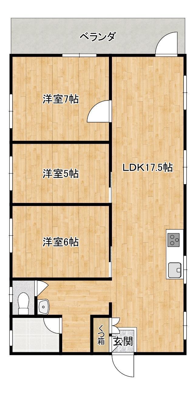 おきえいビル(3LDK/5階)の間取り写真