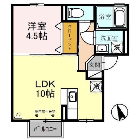 ウィルモア弐番館(1LDK/1階)の間取り写真