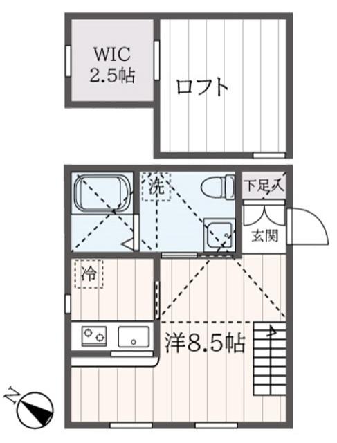 プリマ蒔田(ワンルーム/2階)の間取り写真