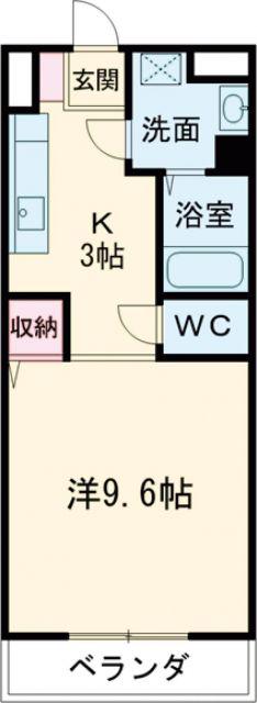 セントリバーヒルズひばりケ丘I(1K/3階)の間取り写真