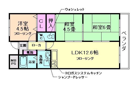 スペースビュー(3LDK/3階)の間取り写真