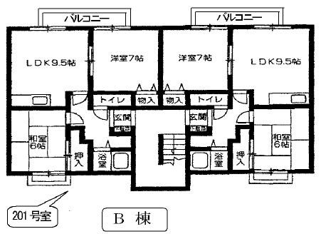 アーバンライフ芝田(2DK/1階)の間取り写真