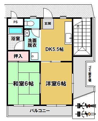 コーポさくら(2DK/1階)の間取り写真