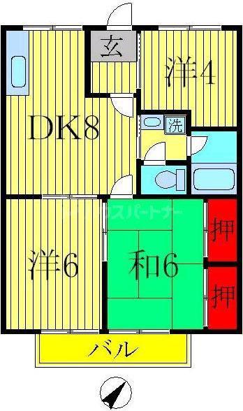 ロイヤルレジデンス(3LDK/2階)の間取り写真