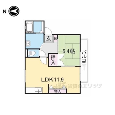 ウィステリア伏見(1LDK/2階)の間取り写真