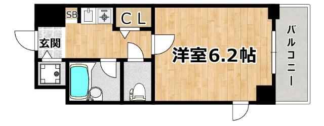 パラシオ塚本II(1K/6階)の間取り写真