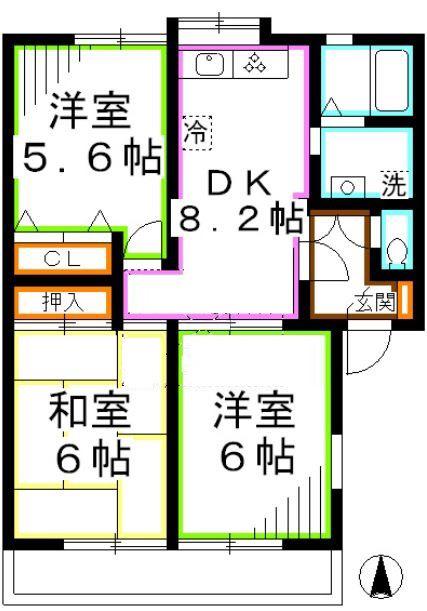 フォレスト深大寺A(3LDK/1階)の間取り写真