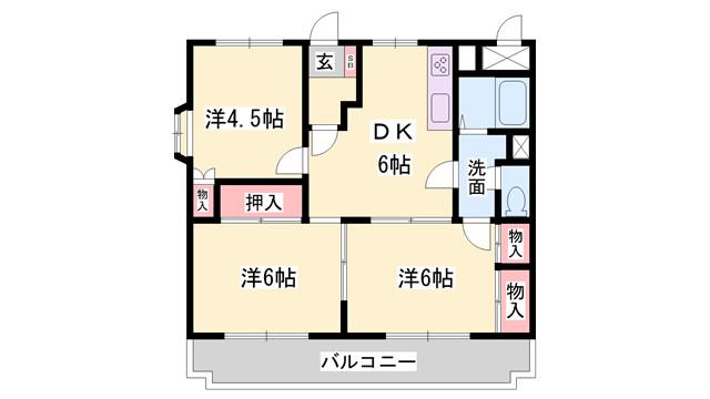 サンファミール西庄(3DK/3階)の間取り写真